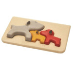 PlanToys Dog Puzzle – Wooden Dog Family Puzzle with Figures for Toddlers