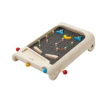 PlanToys Pinball – Classic Wooden Pinball Game with Flippers, Yellow, for Kids