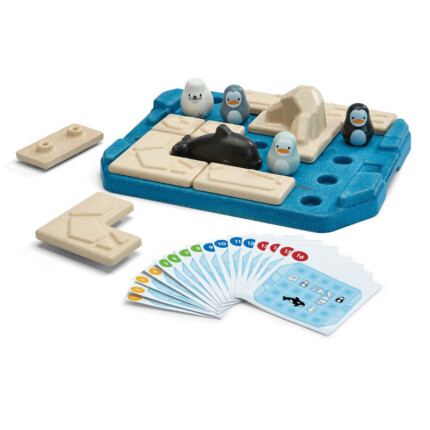 PlanToys Finding Penguin Game – Strategic Puzzle Game with 15 Challenge Cards for Critical Thinking, for Kids