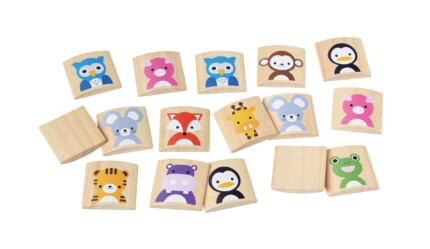 PlanToys Animals Memo – Animal Memory Matching Game with Curved Flip Tiles for Kids - view 2