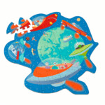 Scratch Europe Contour Puzzle Space Adventure – 59-Piece Shaped Jigsaw Puzzle with Robots and Aliens, Ages 4+