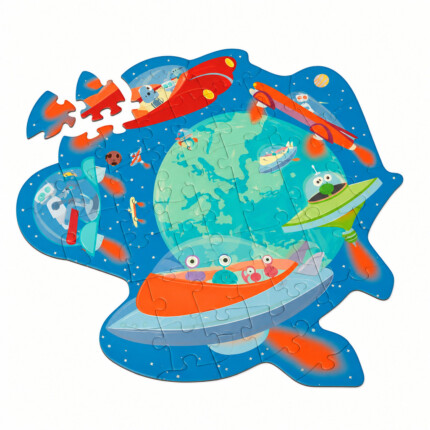 Scratch Europe Contour Puzzle Space Adventure – 59-Piece Shaped Jigsaw Puzzle with Robots and Aliens, Ages 4+