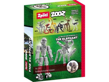 Zpiiel ZooZ – The Elephant, Buildable Animal Figure Building Toy, Grey, for Kids