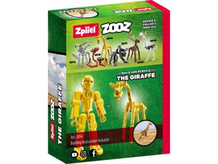 Zpiiel ZooZ – The Giraffe, Buildable Animal Figure Building Toy with Animal Fact in Every Box, for Kids