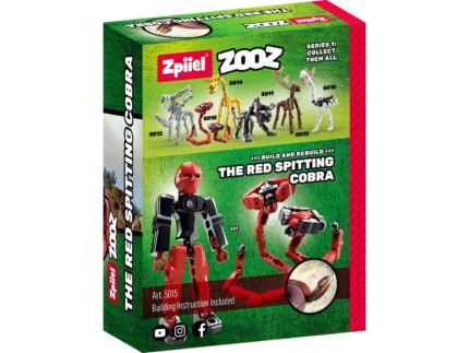 Zpiiel ZooZ – The Red Spitting Cobra, Buildable Animal Figure Building Toy, Red, for Kids