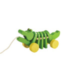 PlanToys Dancing Alligator – Wooden Pull-Along Toy, No Batteries Required, for Toddlers