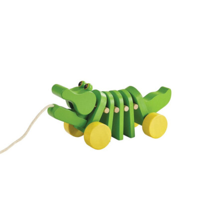 PlanToys Dancing Alligator – Wooden Pull-Along Toy, No Batteries Required, for Toddlers