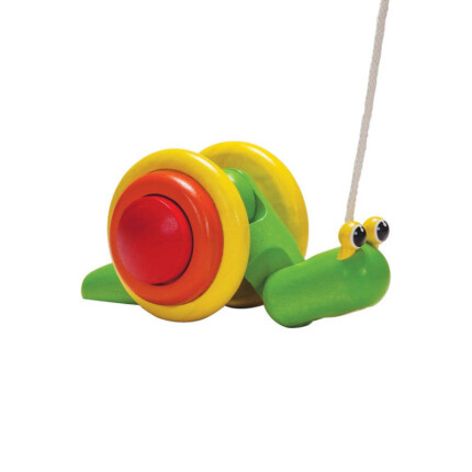 PlanToys Pull Along Snail – Classic Wooden Pull-Along Toy, Multicolour, for Toddlers