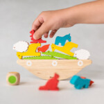 PlanToys Balancing Boat – Animal Balancing Game with Boat, 6 Pairs of Animals, Dice and Pincers for 1-4 Players, for Kids - v