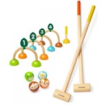 PlanToys Croquet – Wooden Garden Game Set with 4 Animal Balls, 2 Mallets and 4 Wickets for Kids - view 2