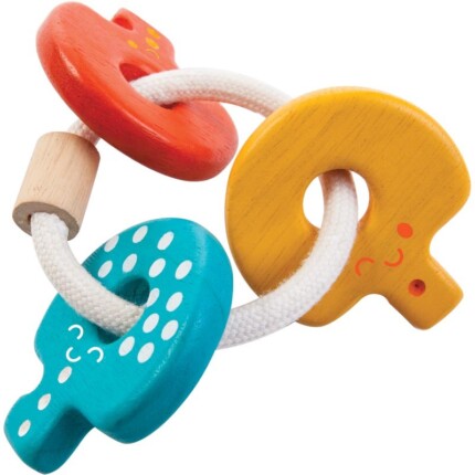 PlanToys Baby Key Rattle – Wooden Colorful Keys Rattle Toy for Babies - view 2