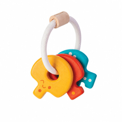 PlanToys Baby Key Rattle – Wooden Colorful Keys Rattle Toy for Babies