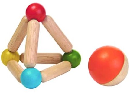 PlanToys Triangle Clutching Toy – Wooden Baby Rattle with Detachable Two-Tone Ball for Babies - view 2