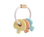 PlanToys Baby Key Rattle Pastel Color – Wooden Key Rattle for Babies, Easy-Grasp Baby Toy, Ages 4 Months+