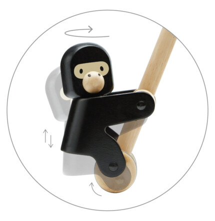 PlanToys Climbing Gorilla – Wooden Push Toy with Climbing Movements for Toddlers Learning First Steps - view 2