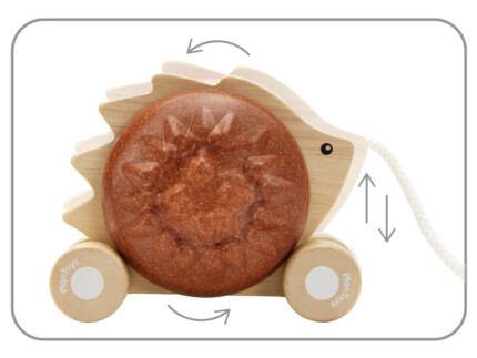 PlanToys Pull-Along Hedgehog – Brown Pull Toy with Chime Sound for Toddlers - view 2