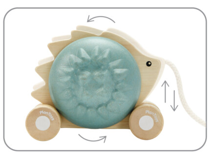 PlanToys Pull-Along Hedgehog – Blue Pull Toy with Chime Sound for Toddlers - view 2