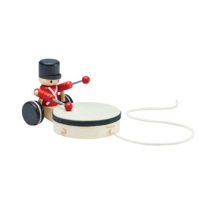 PlanToys Pull Along Drummer – Pull-Along Toy with Drum-Tapping Drummer for Toddlers Learning to Walk, Ages 1+