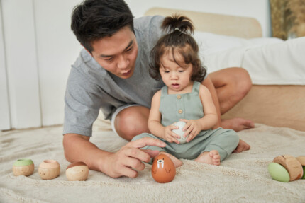 PlanToys Walrus Wobbler – Wooden Baby Toy, Weighted Self-Righting Wobbling Walrus for Tummy Time - view 2