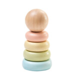 PlanToys First Stacking Ring – Wooden Baby Toy with Foldable Center Rod, Rubberwood, for Toddlers