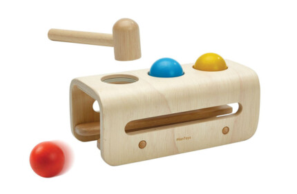 PlanToys Hammer Balls – Wooden Hammer and Ball Pounding Toy, Rubberwood, for Toddlers