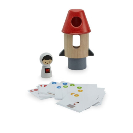 PlanToys Spatial Rocket – Spatial Awareness Learning Toy with Geo Shapes and Index Cards for Toddlers