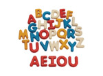 PlanToys Upper Case Alphabet – 31-Piece Wooden Letter Set with 26 Letters and 5 Extra Red Vowels, for Toddlers