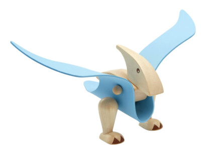 PlanToys D.I.Y. Pterodactyl – Wood and Rubber 3D Dinosaur Building Toy with Infographic Flashcard for Kids