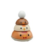 PlanToys Chicken Nesting – Modern Rustic Wooden Nesting and Stacking Toy, 4 Pieces and Base, Chicken Life Cycle Theme