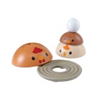 PlanToys Chicken Nesting – Modern Rustic Wooden Nesting and Stacking Toy, 4 Pieces and Base, Chicken Life Cycle Theme - view
