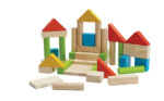 PlanToys Colorful 40 Unit Blocks – 40 Piece Wooden Block Set, 6 Shapes, Natural Rubberwood for Toddlers - view 3