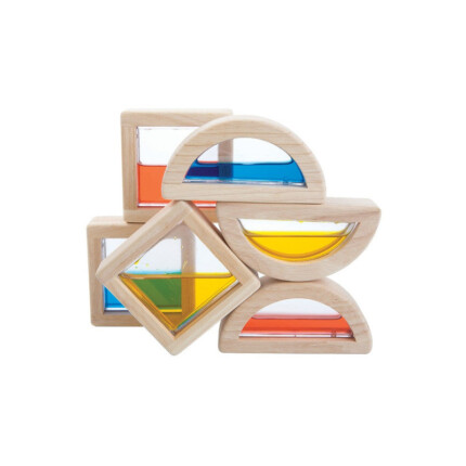 PlanToys Water Blocks – 6 Water-Filled Sensory Blocks in 2 Shapes for Learning Colours, Ages 3+ - view 2