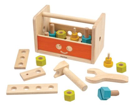 PlanToys Robot Tool Box – 2-in-1 Wooden Tool Set That Transforms into a Robot, 18 Pieces