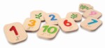 PlanToys Braille Numbers 1-10 – 10-Piece Wooden Braille Learning Tile Set with Leaf Counting Illustrations for Kids