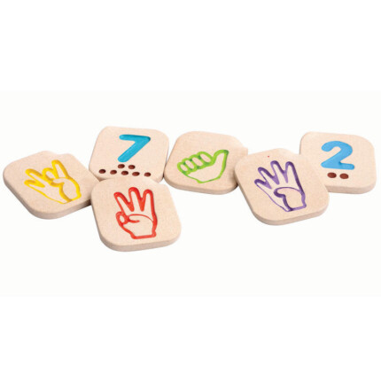 PlanToys Hand Sign Numbers 1 to 10 – 10 Piece Wooden ASL Number Set with Counting Dots for Kids - view 2