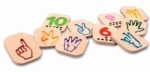 PlanToys Hand Sign Numbers 1 to 10 – 10 Piece Wooden ASL Number Set with Counting Dots for Kids