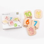 PlanToys Hand Sign Numbers 1 to 10 – 10 Piece Wooden ASL Number Set with Counting Dots for Kids - view 4