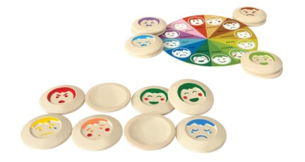PlanToys My Mood Memo – Wooden Emotion Memory Matching Game with 24 Tiles and 12 Emotions for Kids