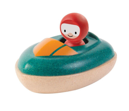 PlanToys Speed Boat – Wooden Toy Boat, Rubberwood Boat for Kids, Ages 1+