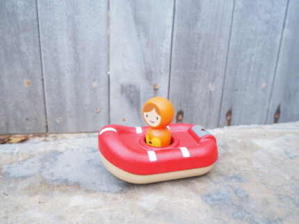 PlanToys Coast Guard Boat – Wooden Toy Boat, Rubberwood Boat for Kids, Ages 1+ - view 2