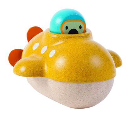 PlanToys Submarine – Wooden Bath Toy, Rubberwood Submarine for Toddlers, Ages 1+