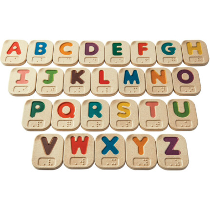 PlanToys Braille Alphabet A-Z – 26-Piece Wooden Braille Learning Set with Upper and Lower Case Letters for Kids - view 2