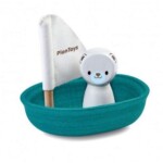 PlanToys Sailing Boat – Polar Bear, Wooden Arctic Animal Bath Toy for Toddlers, Ages 1+