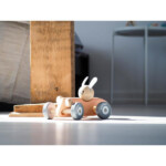 PlanToys Bunny Racing Car – Wooden Toy Vehicle, Vintage Race Car with Bunny Driver for Kids - view 4