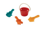 PlanToys Sand Play Set – Plastic-Free Eco Beach Toy with Bucket and 3 Fish-Imprint Spades for Kids - view 3