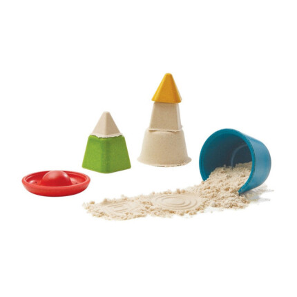 PlanToys Creative Sand Play – Wooden Sand Molds, 4 Different Shaped Molds for Outdoor Play and Kids - view 2