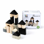 PlanToys Construction Set – Wooden Building Blocks Set with 24 Blocks in 8 Shapes for Kids