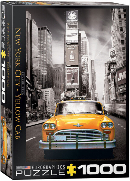 EuroGraphics New York City Yellow Cab 1000-Piece Puzzle – Times Square Jigsaw, Yellow, Recycled Board, 19.25 x 26.5 Inches