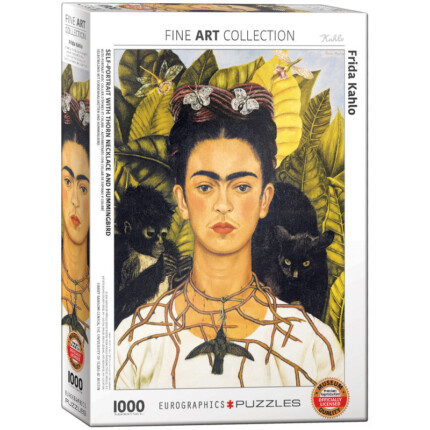 EuroGraphics Self-Portrait with Thorn Necklace and Hummingbird by Frida Kahlo – 1000 Piece Puzzle, Recycled Board