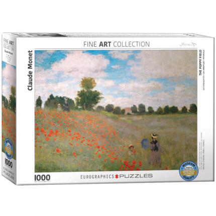 EuroGraphics The Poppy Field by Claude Monet – 1000-Piece Jigsaw Puzzle, Recycled Board